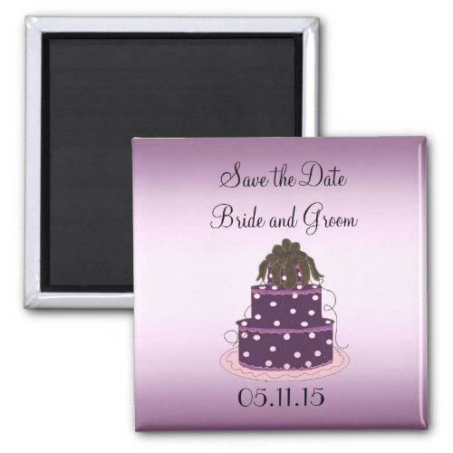 Purple Wedding Cake Save the Date Magnet