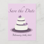 Purple Wedding Cake Save The Date Postcard at Zazzle