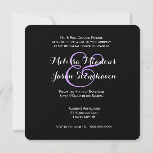 Purple Wedding Damask Lace Rehearsal Dinner 2 Invitation