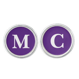 Purple Wedding Day Gift for Groom His Initials Cufflinks
