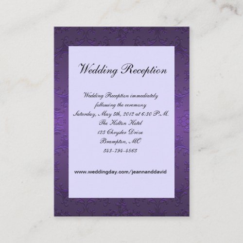 Purple Wedding Enclosure Card Business Card Template