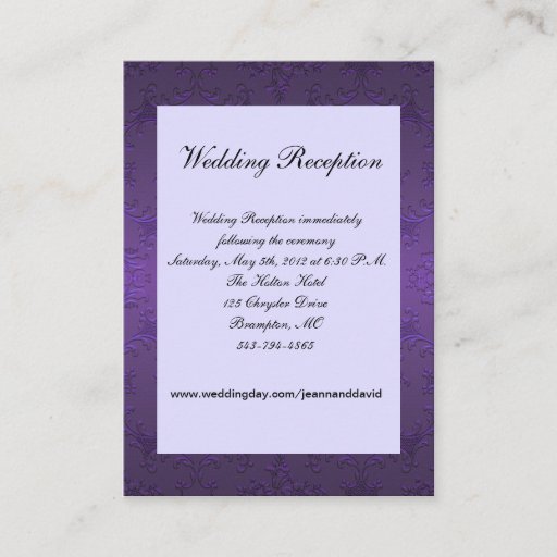 Customizable Purple Wedding Enclosure Card Business Card Template