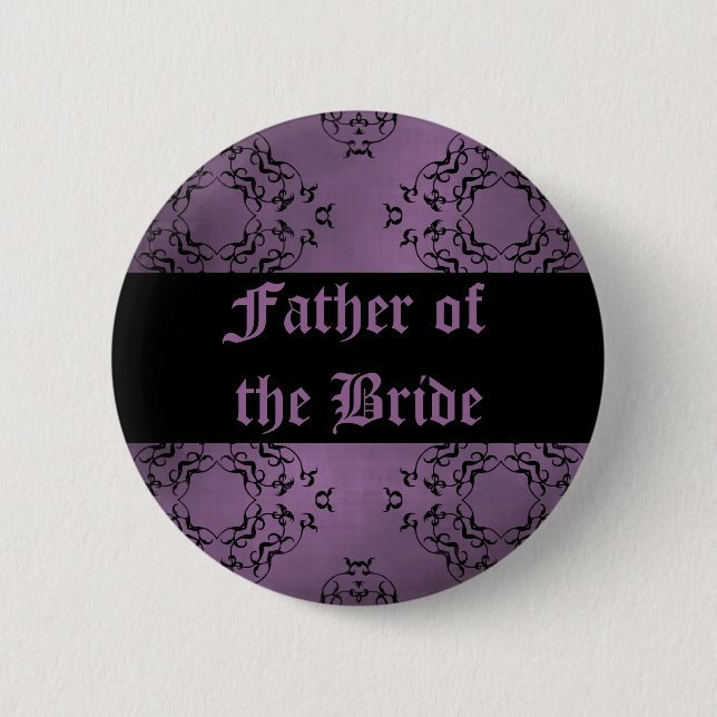 Purple wedding Father of the Bride Pinback Button (Front)