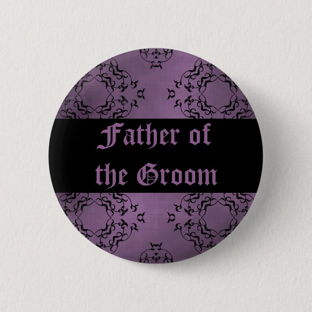 Purple wedding Father of the Groom Button (Front)