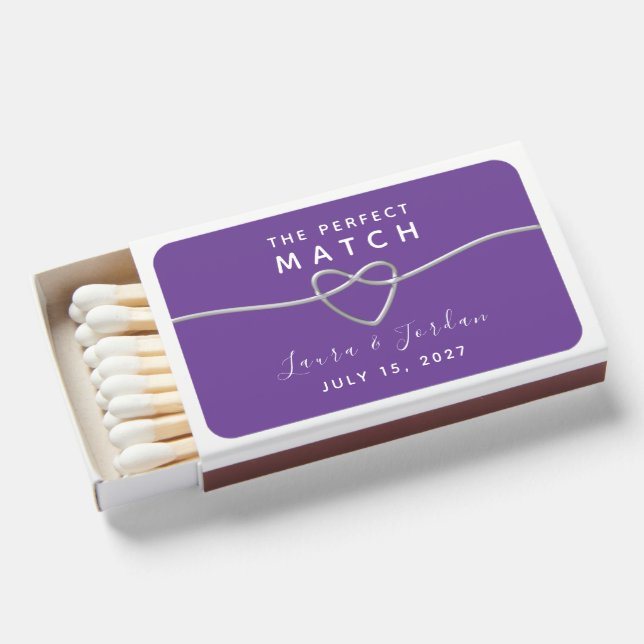 Purple Wedding Favor Matchboxes (Front Open)