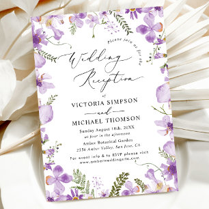 Purple Wedding Floral Wedding Reception Invitation