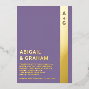 Purple Wedding Foil Invitation