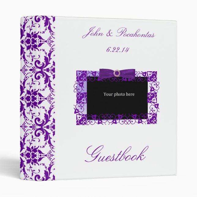 Purple Wedding Guestbook 3 Ring Binder (Front/Spine)