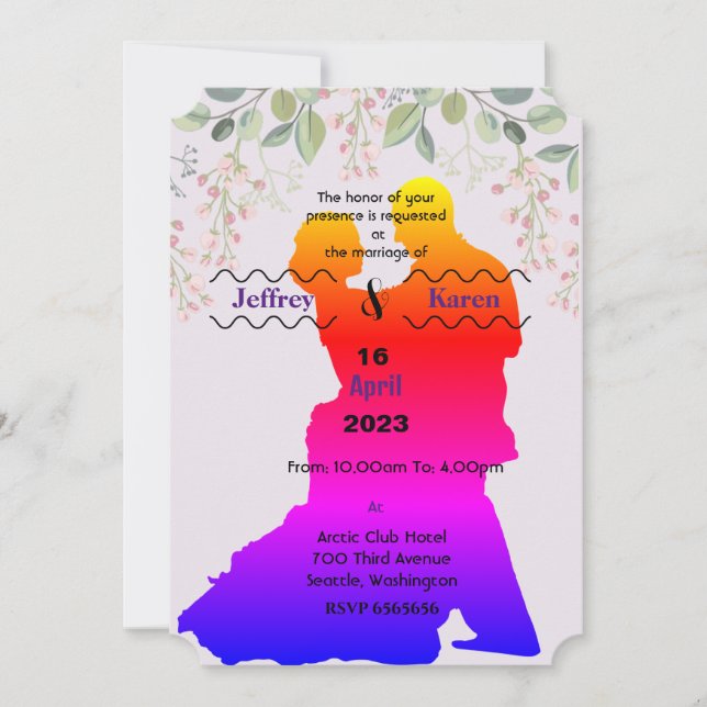 Purple wedding Invitation (Front)