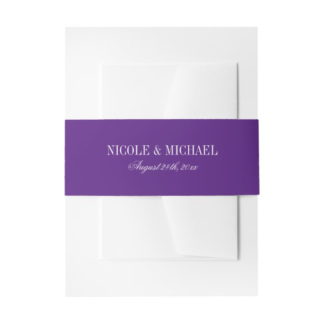 Purple Wedding Invitation Belly Band (Front Example)