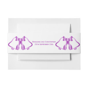 Purple Wedding Invitation Belly Band Bells Ribbon