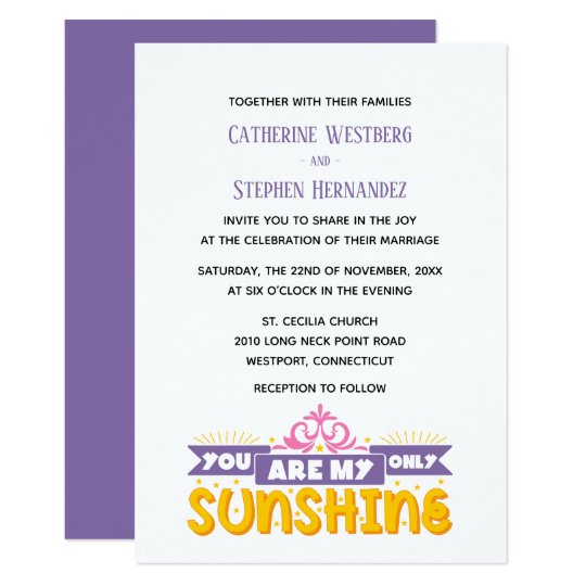 Purple Wedding Invitation My Sunshine Love Quote Zazzle Com