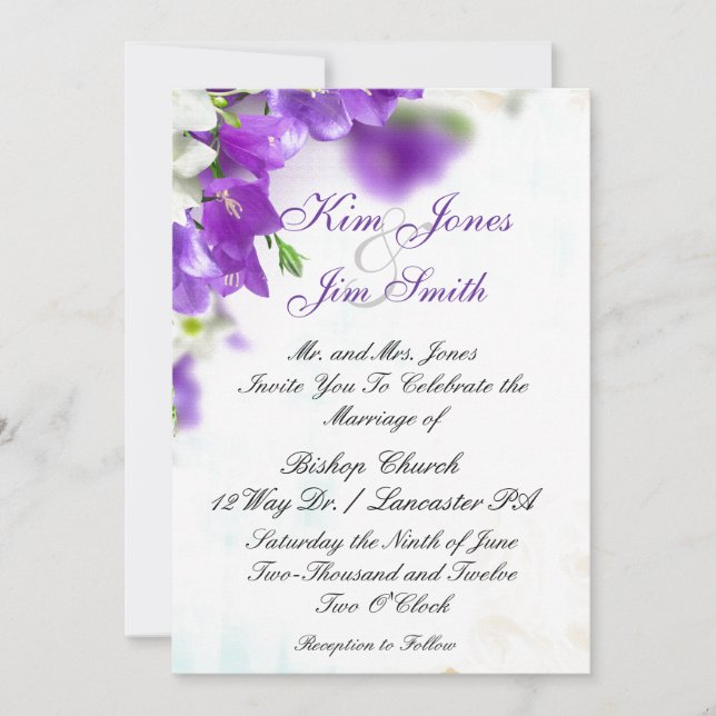purple wedding invitations (Front)