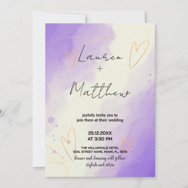 Purple Wedding Invitations (Front)