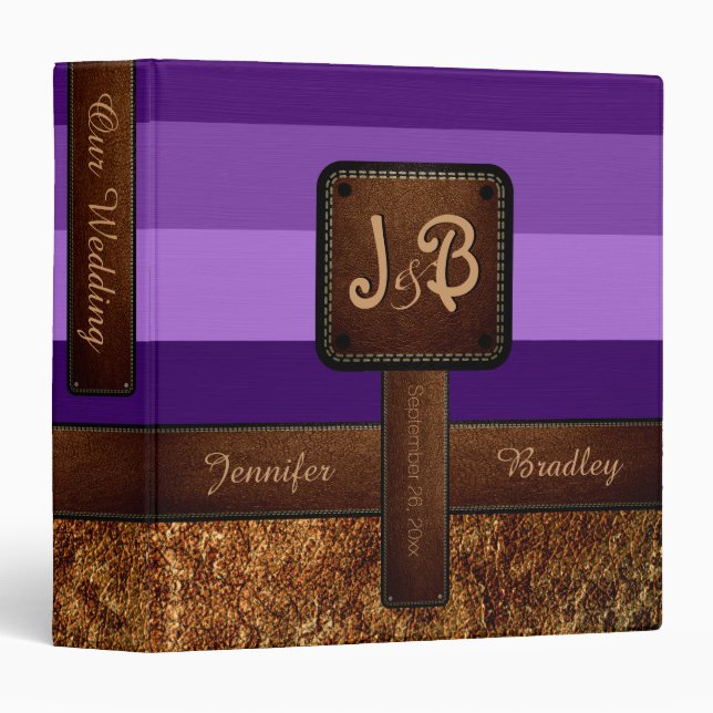 Purple Wedding Leather Look Binder (Front/Spine)