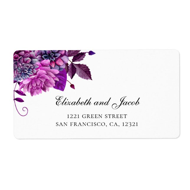 Purple wedding. Lilac flowers. Floral address Label (Front)