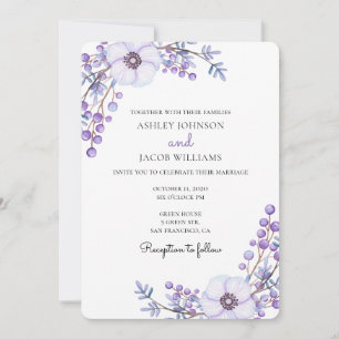 Purple wedding. Lilac flowers. Floral invitation