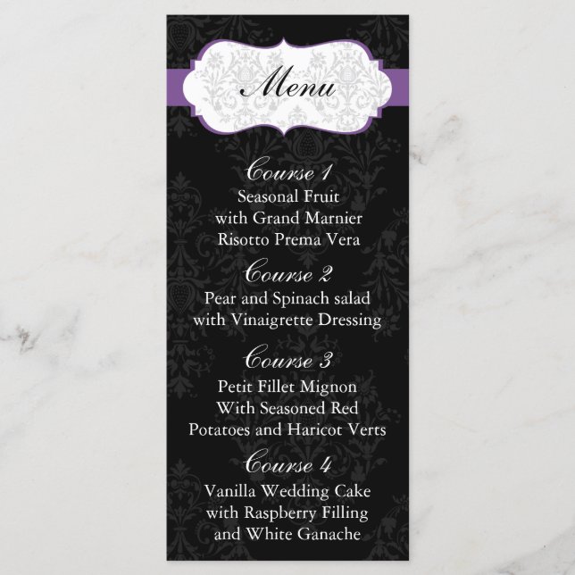 purple  Wedding menu (Front)