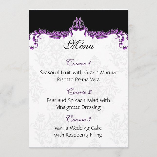 purple wedding menu (Front)