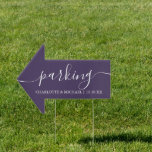 Purple Wedding Parking This Way Arrow Sign