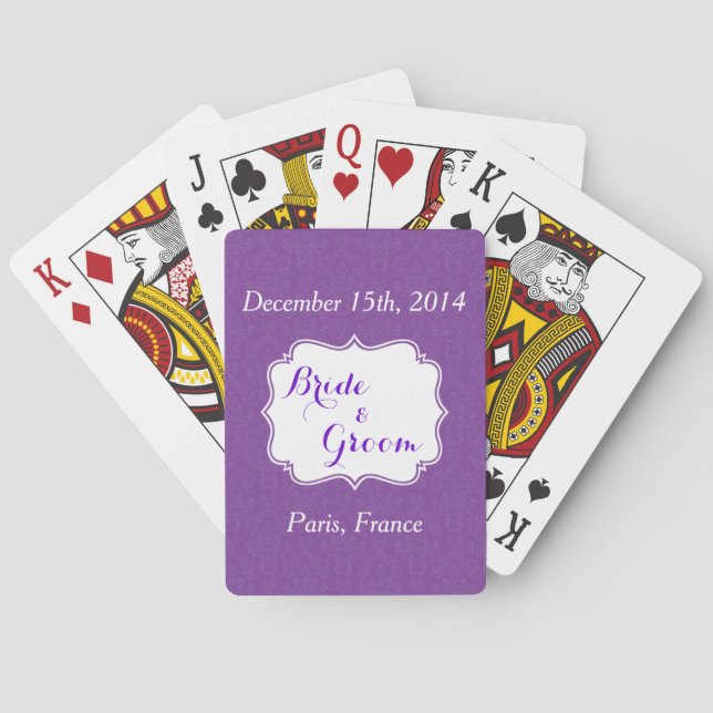 Purple Wedding Party Favor Playing Cards (Back)
