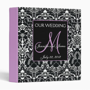 Purple Wedding Photo Album Damask Monogram Binder