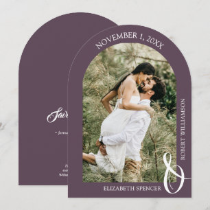 Purple Wedding Photo QR Code Save the Date