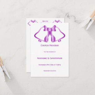 Purple Wedding Program Bells And Ribbon