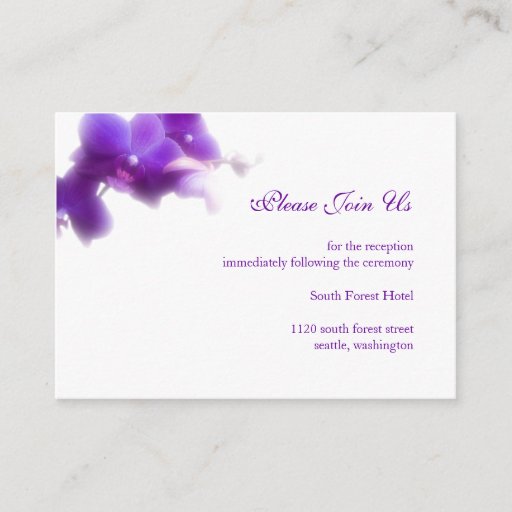 Customizable Purple Wedding Reception Enclosure Card Business Card
