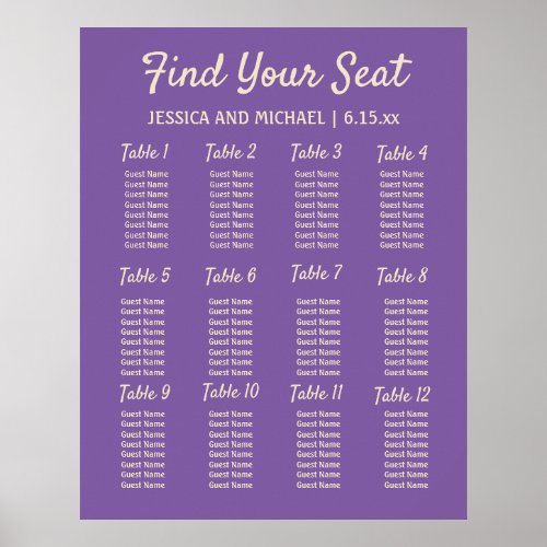 Purple Wedding Reception Seating Chart