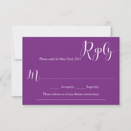 Purple Wedding Reply Card