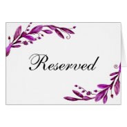 Purple Wedding Reserved Sign. Botanical Table Card at Zazzle