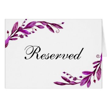 Purple Wedding Reserved Sign. Botanical Table Card by RemioniArt at Zazzle