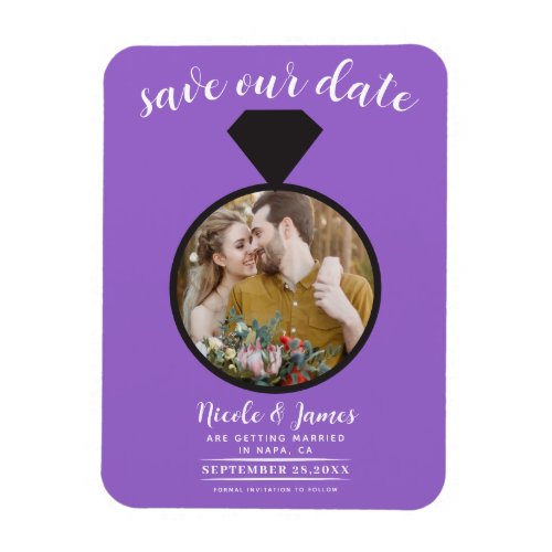 Purple Wedding Ring Photo Save the Date Magnet