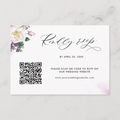 Purple Wedding Rsvp Online with Scan QR Code Enclo Enclosure Card