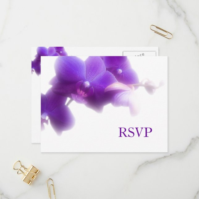 Purple Wedding RSVP Postcard (Front/Back In Situ)
