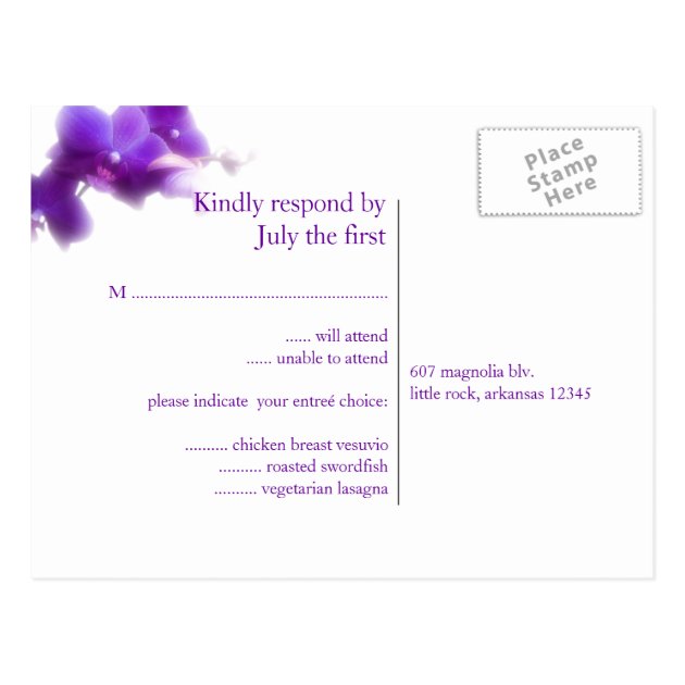 Purple Wedding RSVP Postcard
