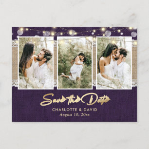 Purple Wedding Save The Date Photo Postcards