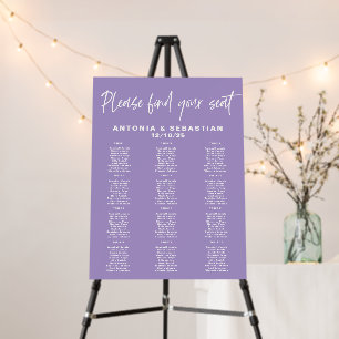 Purple Wedding Seating Chart Foam Board