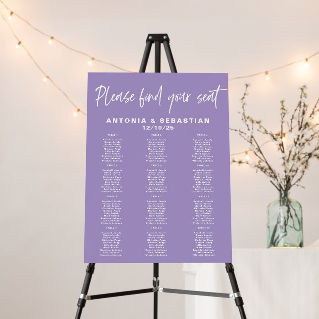 Purple Wedding Seating Chart  Foam Board (In Situ (Stand))