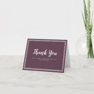 Purple Wedding Simple Modern Minimalist Stylish Thank You Card
