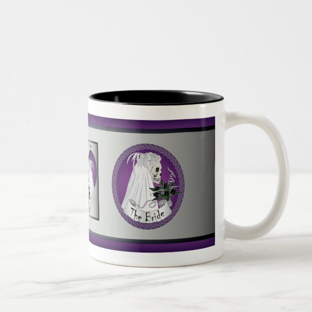 Purple Wedding Skulls Two-Tone Coffee Mug (Right)