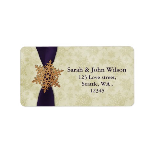 purple wedding snowflake return address label