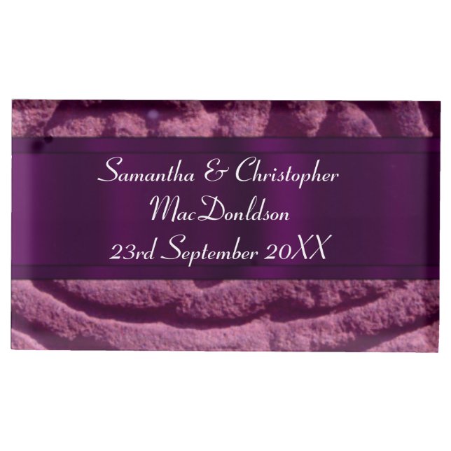 Purple wedding table number holder (Front)