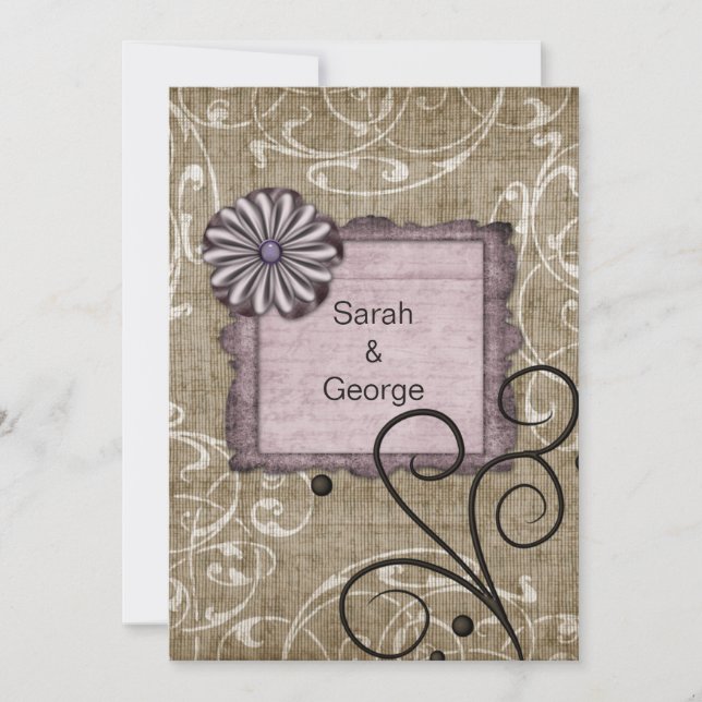 purple wedding Thank You Card (Front)