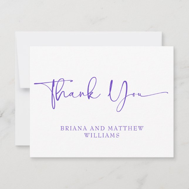 Purple Wedding Thank You Card  (Front)