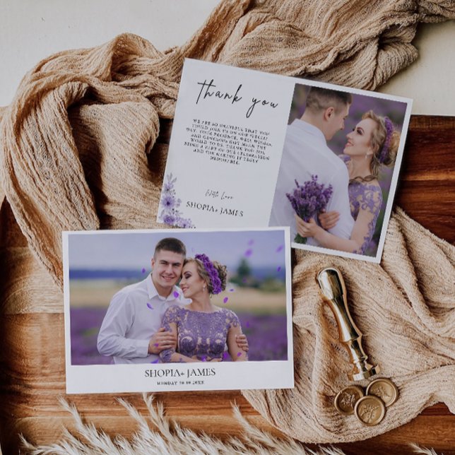 Purple Wedding Thank You Card (Purple Wedding Thank You Card)