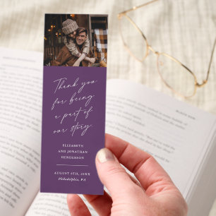 Purple Wedding Thank You Favor Bookmarks