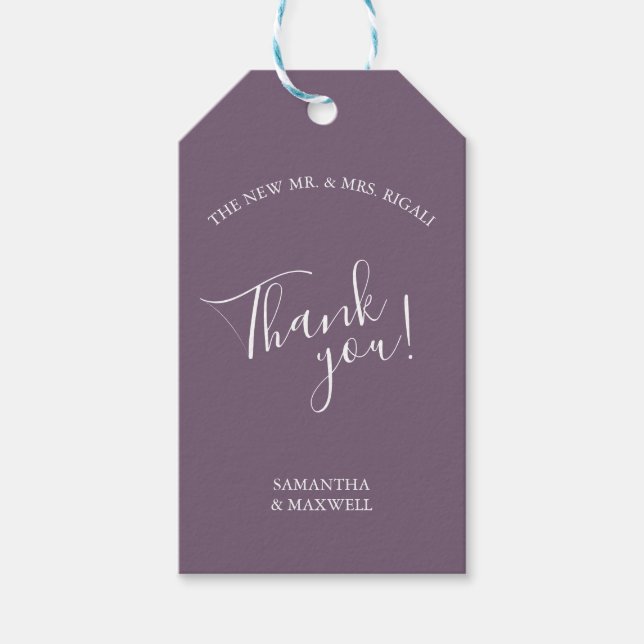 Purple Wedding Thank You Gift Tags (Front)