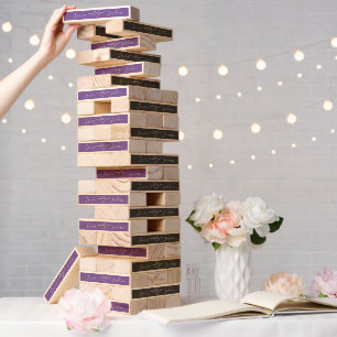 Purple Wedding Topple Tower Game Favor